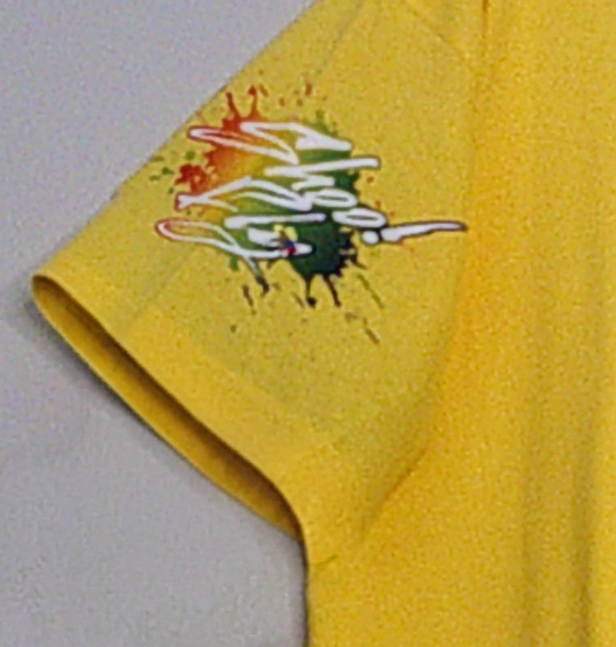 Shoo! Fly logo Big front center, logo small right sleeve, logo Big back center