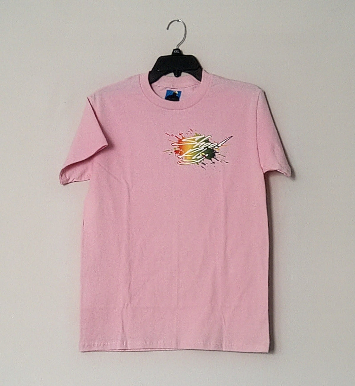 Pink Shoo! Fly logo small Front Left Big logo center back