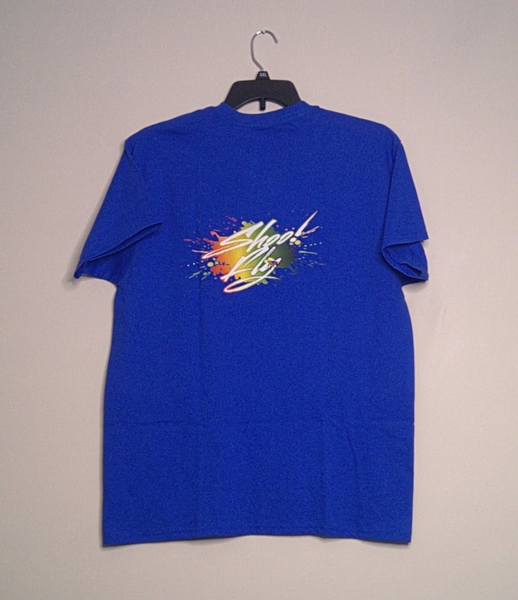 Shoo! Fly logo small left front Logo Big center back